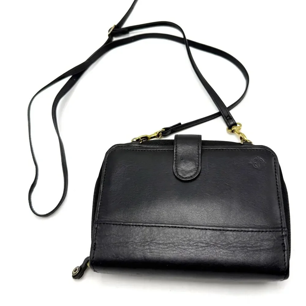 Vintage Franklin Covey Planner Cover Crossbody Strap 6 Ring Binder Black Leather